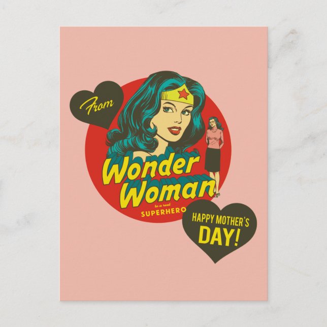 Invitation Carte Postale Bonne fête des mères de Wonder Woman (Devant)