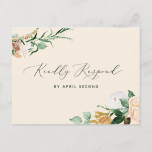 Invitation Carte Postale Botanique Boho Green Peach Wedding RSVP Réponse