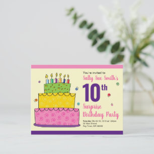 Invitation Carte Postale Bougie de gâteau d'anniversaire fantaisiste