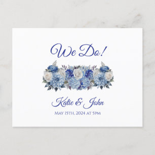 Invitation Carte Postale Bouquet-mariage couleur bleu Aquarelle RSVP-