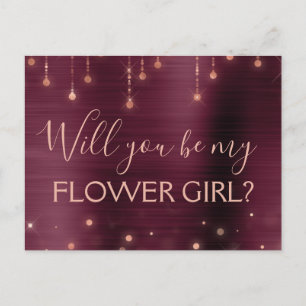 Invitation Carte Postale Bourgogne Rose Gold Flower Girl