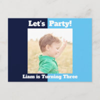Boys Photo Anniversaire de enfant Party Bleu Bloc