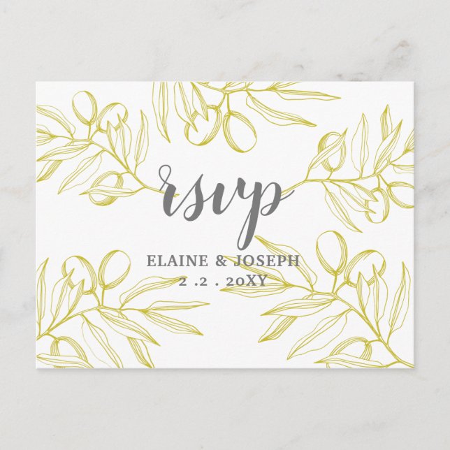 Invitation Carte Postale Branches d'olivier Nature Verdure Mariage botaniqu (Devant)