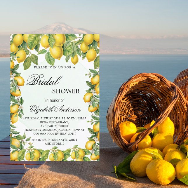 Invitation Carte Postale Bridal douche citrons verdure élégante (Créateur téléchargé)