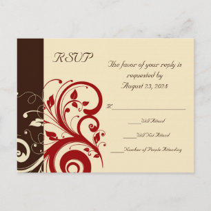 Invitation Carte Postale Brown/Crème/Flèche inverse rouge