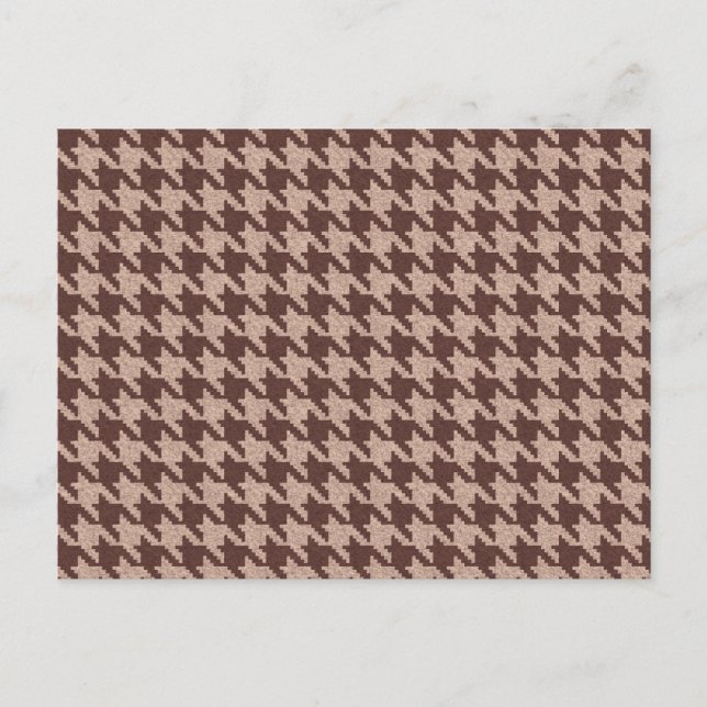 Invitation Carte Postale Brown Houndstooth Preppy Classic Pattern Blank Car (Devant)