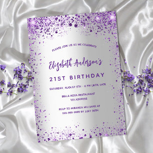 Invitation Carte Postale Bruant violet d'argent d'anniversaire