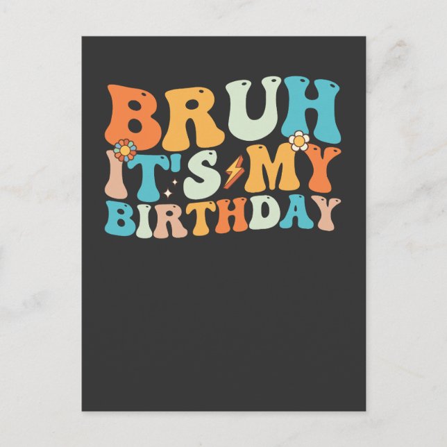 Invitation Carte Postale Bruh C'est mon anniversaire Super Retro (Devant)