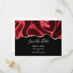 Invitation Carte Postale Brun rouge foncé Wavy Satin Design - Enregistrer l