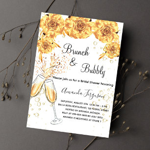 Invitation Carte Postale Brunch Bubbly Fête des mariées bulles d'or élégant