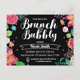 Invitation Carte Postale Brunch et Fête des mariées Bubbly Parties scintill