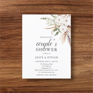 Invitation Carte Postale Budget Boho Pampa Grass Vert Couple Douche