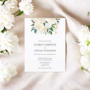 Invitation Carte Postale Budget Boho Verdure Neutre Fleurs Mariage