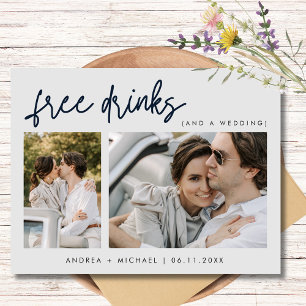 Invitation Carte Postale Budget Deux mariage photo Enregistrer la date