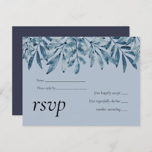 Invitation Carte Postale Budget DUSTY BLUE Foliage Mariage RSVP