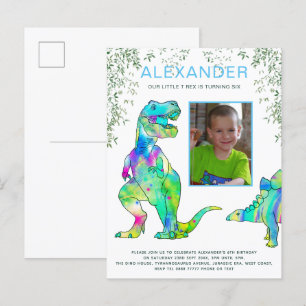 Invitation Carte Postale Budget pour la fête d'anniversaire Dinosaur Roar