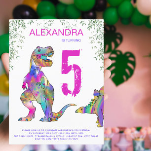 Invitation Carte Postale Budget pour la fête du 5e anniversaire des Dinosau