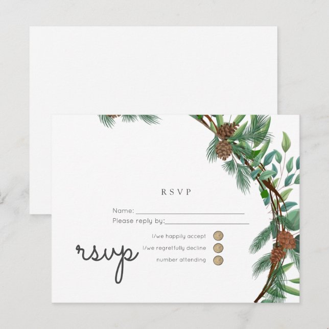 Invitation Carte Postale Budget Russe Woodland Mariage RSVP (Devant / Derrière)