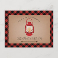 Buffalo Plaid Red Lantern Camping Anniversaire