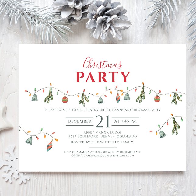 Invitation Carte Postale Bureau de Noël d'affaires (Christmas Party Rustic Family Holidays Invitation)