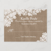 Burlap rustique et mariage Vintage de dentelle RSV