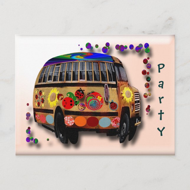 Invitation Carte Postale Bus Ladybug (Devant)