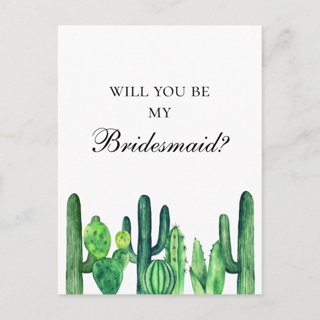 Invitation Carte Postale Cactus, seras-tu ma demoiselle d'honneur. Cactus v (Devant)