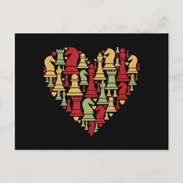 Invitation Carte Postale Cadeau d'échecs | J'Aime Vraiment Les Échecs (Devant)