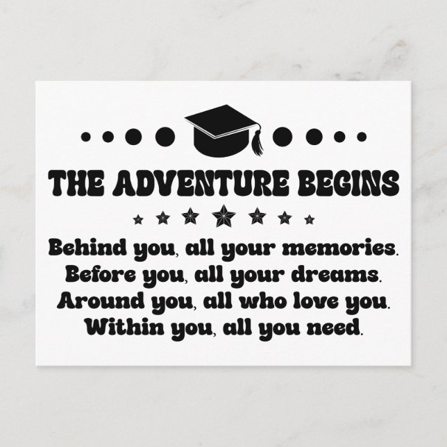 Invitation Carte Postale Cadeaux de fin d'études pour elle/elle Jour de l'o (Devant)