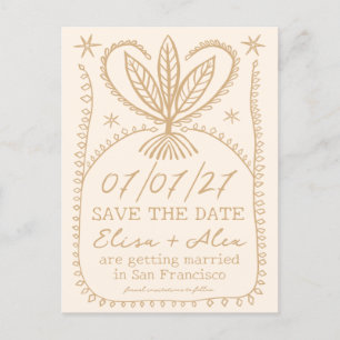 Invitation Carte Postale Cadre Boho Whimsical Élégant ENREGISTRER LA DATE P