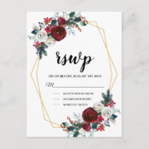 Cadre géométrique Or Bourgogne Fleurs d'hiver