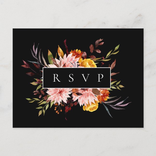 Invitation Carte Postale Cadre rustique d'automne Mariage RSVP Demande de c (Devant)
