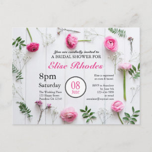 Invitation Carte Postale Cadre rustique de roses sur la douche nuptiale en