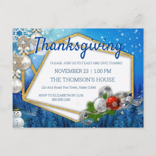 Invitation Carte Postale Cadres d'or géométrique Thanksgiving