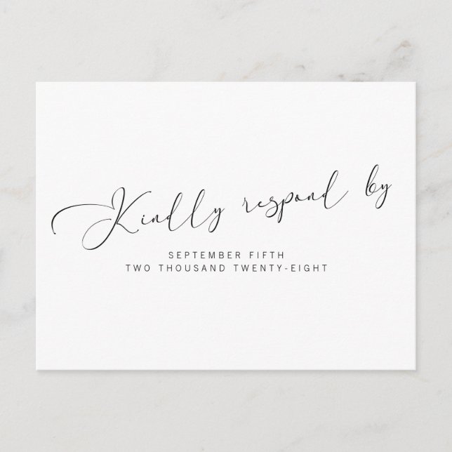 Invitation Carte Postale Calligraphie noir et blanc simple et moderne RSVP (Devant)