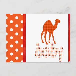 Invitation Carte Postale Camel rouge baby shower
