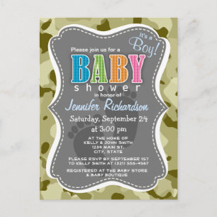 Invitation Carte Postale Camo Dark Khaki ; Camouflage