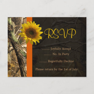 Invitation Carte Postale Camo et tournesols