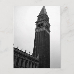 Invitation Carte Postale Campanile Piazza San Marco Noir Blanc Italie Tour