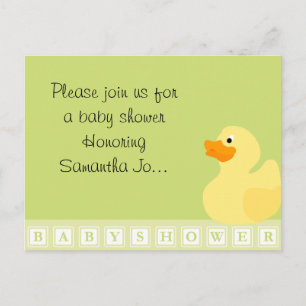 Invitation Carte Postale Canard baby shower