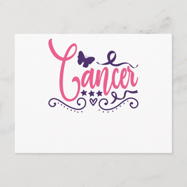Invitation Carte Postale Cancer Papillon pourpre Sensibilisation au cancer  (Devant)