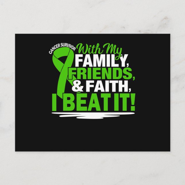 Invitation Carte Postale Cancer Survivante Foi Amis Famille Green Et Whi (Devant)