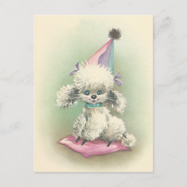 Invitation Carte Postale Caniche vintage (Devant)