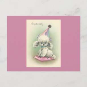 Invitation Carte Postale Caniche vintage