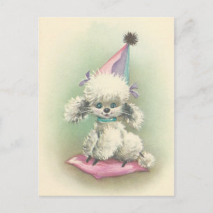 Invitation Carte Postale Caniche vintage de partie