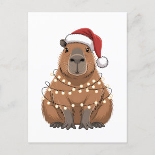 Invitation Carte Postale Capybara Noël Correspondant Drôle de Père Noël