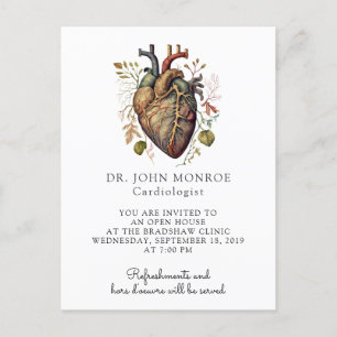 Invitation Carte Postale Cardiologie Médicale du coeur anatomique