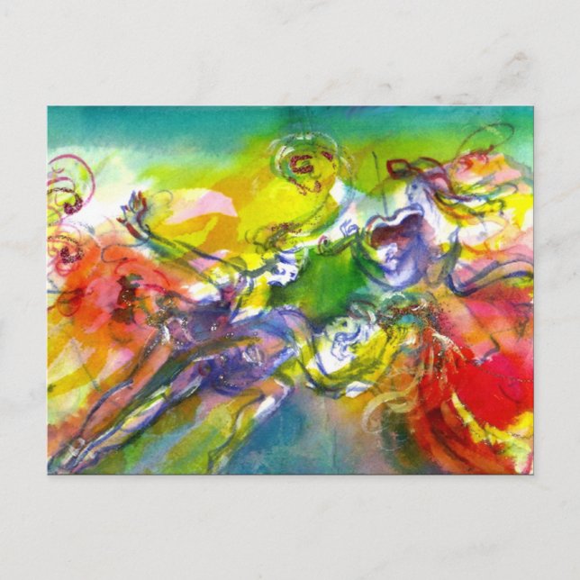 Invitation Carte Postale CARNAVAL ITALIEN Masquerade Danse et musique (Devant)
