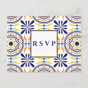 Invitation Carte Postale Carrelage espagnol jaune mariage naval  RSVP CHOIX