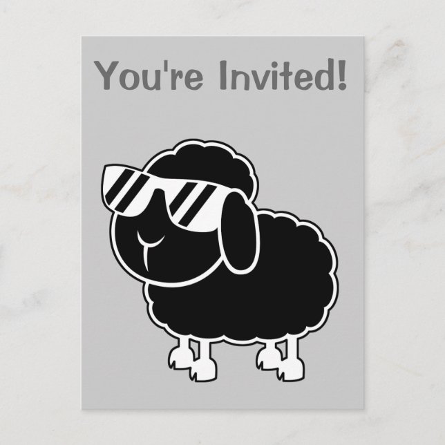 Invitation Carte Postale Cartographie de mouton noir mignon (Devant)